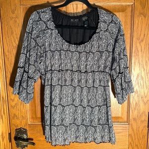 Cute ruffle embroidered sheer top